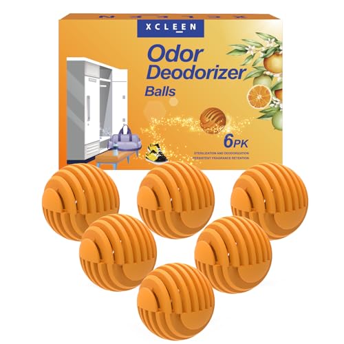 Xcleen Shoe Deodorizer Balls Citrus 6 Pack, Natural Essential Oil Long Lasting Sneaker Odor Eliminator, Small Spaces Air Freshener for Car Gym Bags, Drawers and Locker - size: 1 Count (Pack of 6)