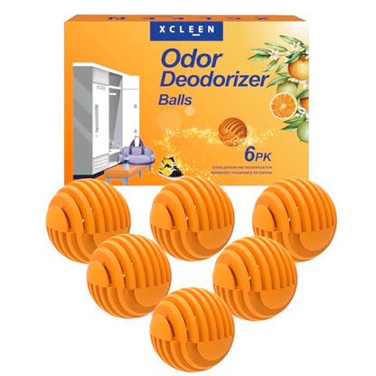 Xcleen Shoe Deodorizer Balls Citrus 6 Pack, Natural Essential Oil Long Lasting Sneaker Odor Eliminator, Small Spaces Air Freshener for Car Gym Bags, Drawers and Locker - size: 1 Count (Pack of 6)