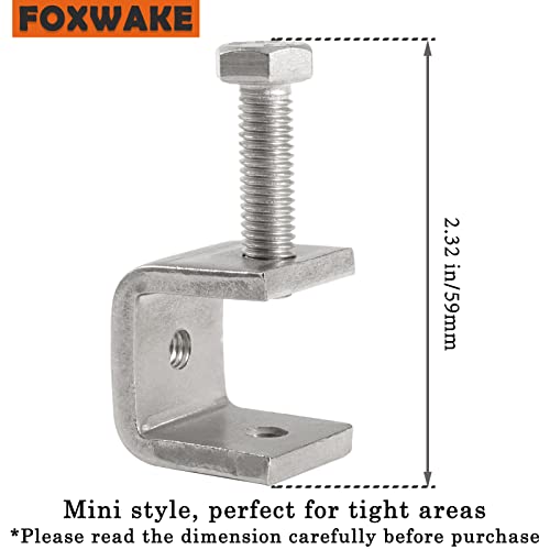 Mini C Clamps Stainless Steel 0.83 Inch for Working, Heavy Duty Small U Clamps for Metal Mounting, Universal Desk Clamp with Stable Wide Jaw Opening/I-Beam Design (4pcs) - color: 13/16 In-4pcs-21mm