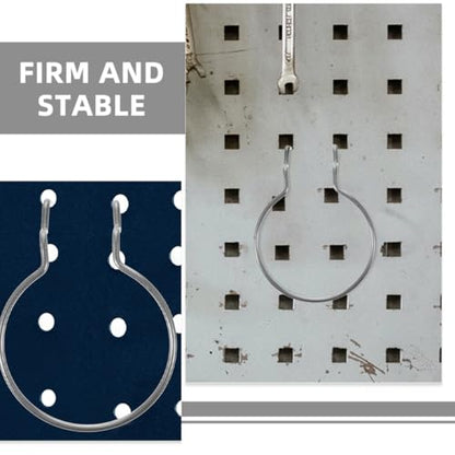 8pcs Heavy Duty Metal Pegboard Wall Hooks for Garage Tool Storage, Industrial Hardware Hanging Board Accessories, Silver Peg Board Holders for Organizer