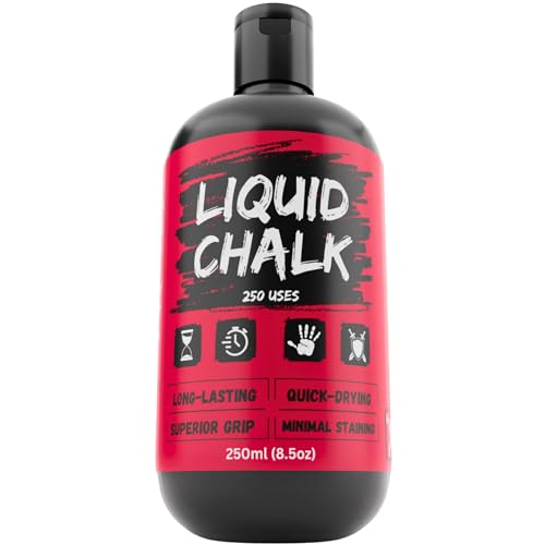 PowerGrip Liquid Chalk – Sweat-Proof, No-Mess Grip Enhancer for Weightlifting, Rock Climbing & Gymnastics - size: 250ml 1x Bottle