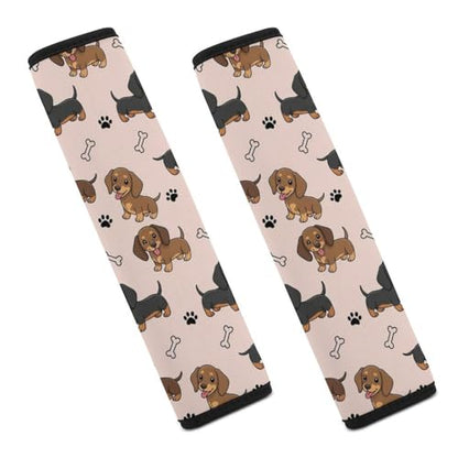 2 Pack Cute Dachshund Dogs Puppy Pet Seat Belt Cover Universal Fit Seat Belt Cushion for Kids, Stroller Pushchair High Chair, Neck and Shoulder Support - color: Pattern 98