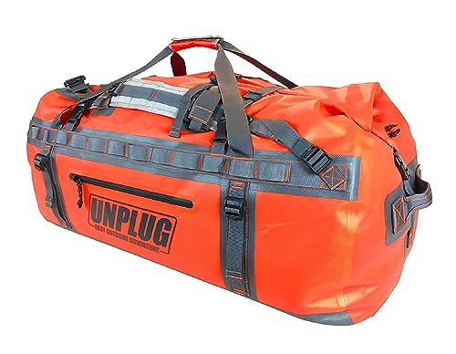 UNPLUG Ultimate Adventure | 1680D Heavy Duty Waterproof Bag | Large Travel Bag which can be Used for Camping, Motorcycling, Boating, or Hunting|155L Adventure Orange - color: Adventure Orange, size: 155L