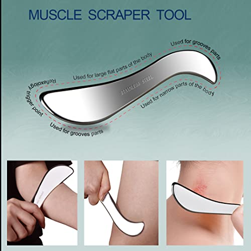 BYYDDIY 3 in 1 304Stainless Steel Muscle Scraper Tools Set,Scraping Massage Tools for Physical Therapy,Derma Edge Massage Tool & GuaSha Massage Scraper Tool,IASTM Tools,Guasha Tool for Body - style: SDC1
