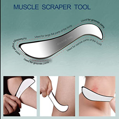 BYYDDIY 3 in 1 304Stainless Steel Muscle Scraper Tools Set,Scraping Massage Tools for Physical Therapy,Derma Edge Massage Tool & GuaSha Massage Scraper Tool,IASTM Tools,Guasha Tool for Body - style: SDC1