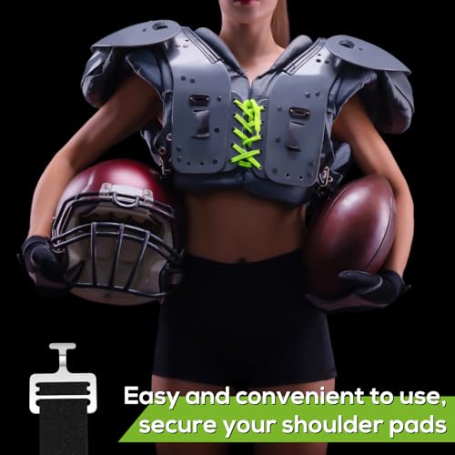 Fabbay Shoulder Pad T Hook with Elastic Strap,Include Silver Metallic Football T Hook for Youth Adult Football Shoulder Pad Straps - size: 1.5 Inch