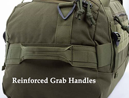 Tactical Duffle Bag MOLLE Gear Bag Carry on Travel Duffel Bag. Ideal for Hunting, Shooting Range, Law Enforcement, Camping, Travel. 35L - color: Olive Drab