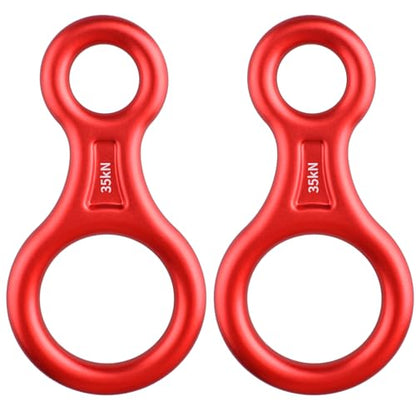 TRIWONDER Rescue Figure 8 Descender, 35kN 50kN Aluminum Rappelling Belay Gear Climbing Rigging Plate Downhill Equipment Heavy Duty - color: 35kN Red - 2 Pack