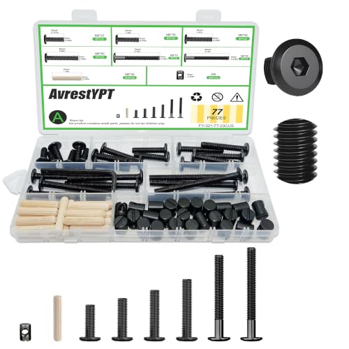 26Set Crib Screws Set, Bolts, Nuts and Wooden Dowel Pins Kit,Hex Socket Cap Furniture Screws&Barrel Nuts for Beds Furniture Headboards Crib Hardware Replacement Kit, M6x20/30/40/60/70/80mm Wrench - size: Black-M6x20/30/40/60/70/80mm-26 Sets