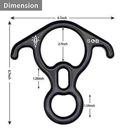 SOB 40KN Rescue Figure 8 Descender Belay Rappel Equipment Belay Rock Climbing Rigging Plate 7075 Aluminum Alloy for Climbing Belaying Rappelling Device - color: Black