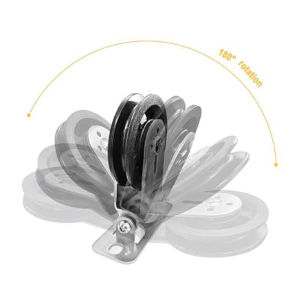 Cable Pulley Wheel System Wall Mounted：180° Rotation Silent Cable Gym Pulley Blocks - Heavy Duty Swivel LAT Pulley System Gym Home Equipment