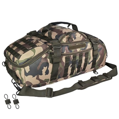 Hannibal Tactical 65L Large Duffle Bag, 3-in-1 Tactical Backpack MOLLE Pack for Gym, Sports, Outdoor, Woodland - color: Woodland, size: 65L