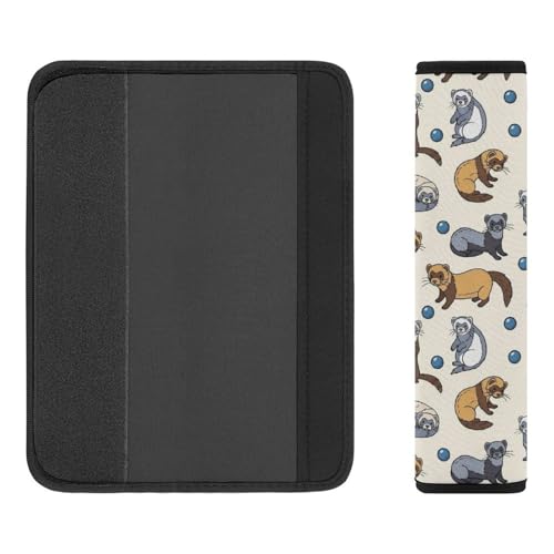 1 Pair Universal Soft and Comfortable Car Seat Belt Pad for Girls and Boys, Most Cars, Novelty Hairy Ferret Beige Harness Pads Strap, Neck and Shoulder Support - color: Pattern 1034