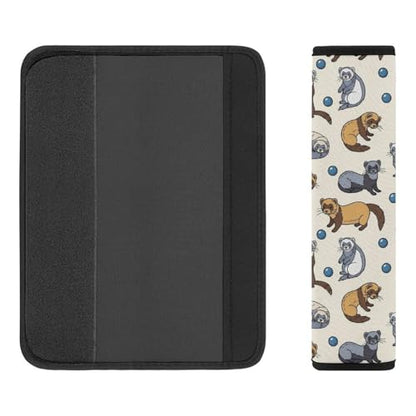 1 Pair Universal Soft and Comfortable Car Seat Belt Pad for Girls and Boys, Most Cars, Novelty Hairy Ferret Beige Harness Pads Strap, Neck and Shoulder Support - color: Pattern 1034