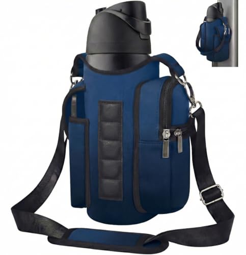 AUPET Magnetic Gym Bag for Men & Women, Small Gym Bag Organizer, Crossbody Magnets Gym Water Bottle Bag Holder Carrier Fits for 18-40oz Owala Yeti Hydro Flask, Workout Pouch for Phone, Keys & Wallet - color: gradient navy_blue