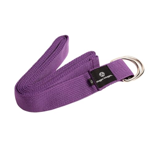 Hugger Mugger D-Ring Cotton Yoga Strap - Super Strong Cotton, Metal D-Ring Buckle, Multiple Lengths Available - color: Purple, size: 10 ft.