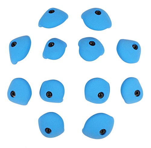 Atomik Rock Climbing Holds Set of 12 Bolt-On Medium Double Incut Roof Jugs in Blue