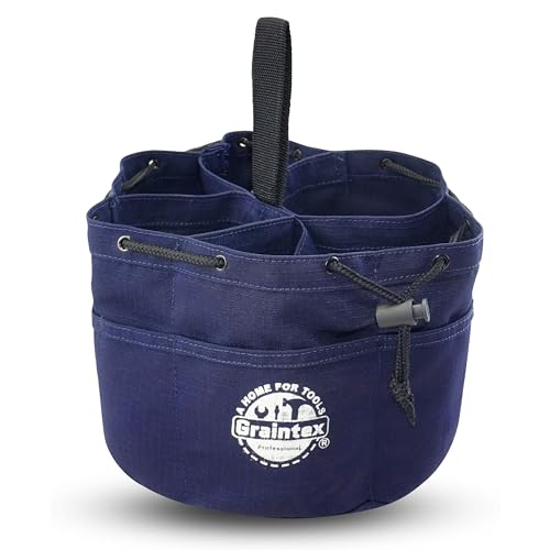 Graintex 18 Pockets Grab Bag Rip-stop Canvas Drawstring Closure, Small Part Organizer Pouch, Small Tools, Screws, Parts, Parachute Tool Bag for Efficient Storage - Navy Blue - color: Navy Blue