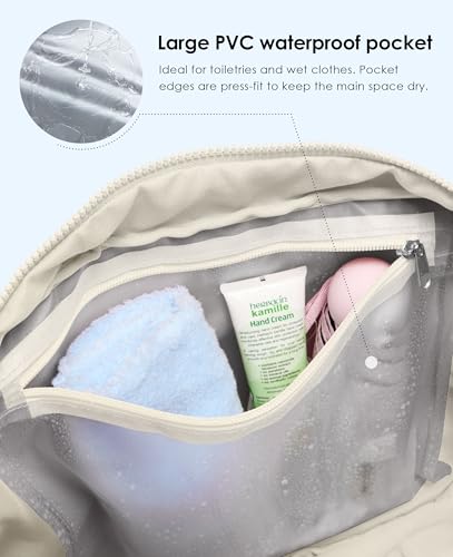 Gym Bag for Women, Travel Duffle Bags with Wet Pocket, Lightweight Carry on Bag Overnight Weekender Duffel Bag, Water Resistant (Beige) - color: Beige