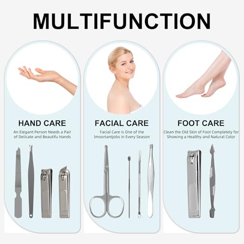 10 PCS Premium Stainless Steel Nail Clippers Set, Professional Manicure Pedicure Kit with Zipper Portable PU Leather Case, Travel Grooming Kit, Ideal Gift for Men and Women(C-Black) - color: C-black