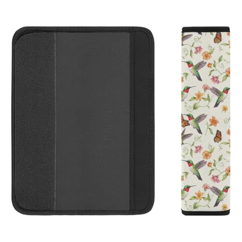 2PCS Hummingbird Monarch Butterfly Floral Seat Belt Cover Breathable Automotive Seat Belt Protector for Adult Use, Most Cars, Pressure Relief - color: Pattern 653
