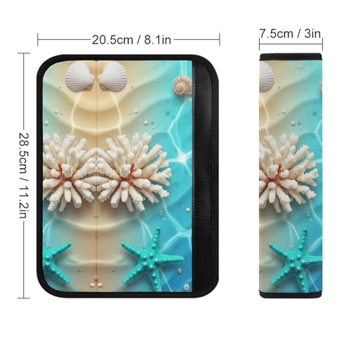 Universal Soft and Comfortable Blue Ocean Sea Shell Seat Belt Cover for Kids, Most Cars, 2 Piece Seat Belt Covers Cushion Shock Absorption - color: Pattern 1103