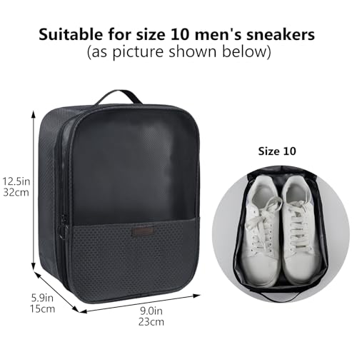 Shoe Bag for Travel,2 Layers Shoes Organizer,Honeycomb Black | Holds 3 Pairs,Trolley Strap,Easy Clean Lining,Leak Proof,Dual Zippers - color: HoneycombGrey