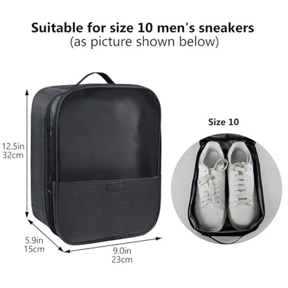 Shoe Bag for Travel,2 Layers Shoes Organizer,Honeycomb Black | Holds 3 Pairs,Trolley Strap,Easy Clean Lining,Leak Proof,Dual Zippers - color: HoneycombGrey