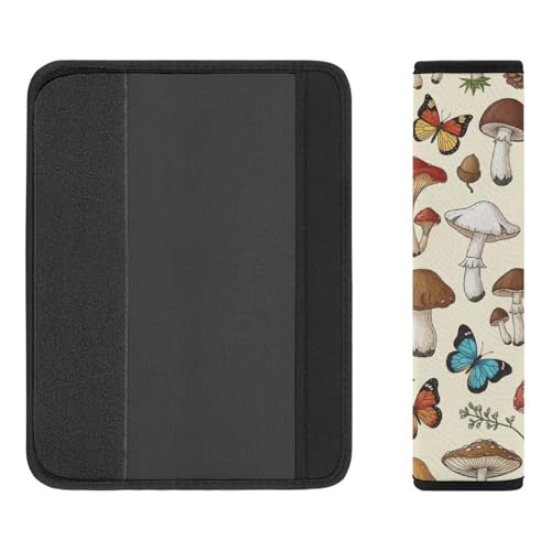 2PCS Mushroom Moth Floral Car Seat Belt Pad Universal Fit Seat Belt Covers Cushion for Kids, Car Seats Pushchair Strollers High Chair Pushchair, Easy Install (No Tool) - color: Pattern 255