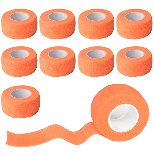 1 Inch Self Adhesive Bandage Wrap, 9 Pack, Light Orange | Cohesive Bandage Self Stick Wrap for Ankle, Wrist, Finger, Sports, Breathable Cohesive Vet Tape for Pets - color: Light Orange, size: 1 Inch