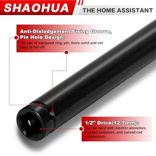 3/4"(19mm) Nut Driver 12", Deep Nut Runner Hollow Socket with 1/4" Hex Shank Adapter, 1/2" Drive 3/4 Socket for Ceiling Long Threaded Rod Bolts, Ductwork, 300mm for Overhead Fastening - size: C. 3/4(19mm) 12"