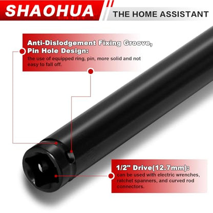 3/4"(19mm) Nut Driver 12", Deep Nut Runner Hollow Socket with 1/4" Hex Shank Adapter, 1/2" Drive 3/4 Socket for Ceiling Long Threaded Rod Bolts, Ductwork, 300mm for Overhead Fastening - size: C. 3/4(19mm) 12"