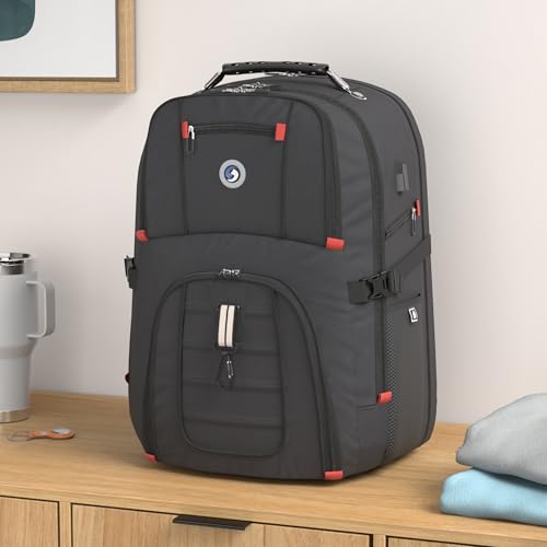 SHRRADOO Extra Large 50L Travel Laptop Backpack with combination lock,High School College Backpack Airline Approved Business Work Bag Fit 17 Inch Laptops for Men Women,Black - color: Black