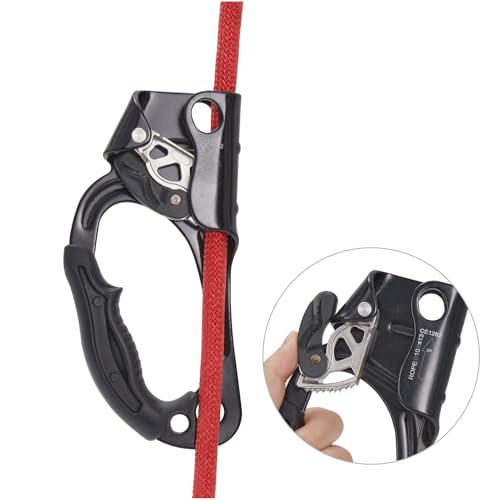 Hand Ascender, Rock Climbing Tree Arborist Rappelling Gear Equipment Rope Ascender Rope Clamp for 10~13MM Rope - color: Left Hand-Black