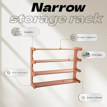 Shoe Rack,4 Tier Shoe Organizer Storage Shelf,Bamboo Narrow Shoe Closet,Small Space Shoe Rack,for Entryway Closet 30.7×7.48×19.3inch - size: 4 Tier-30.7" Wide