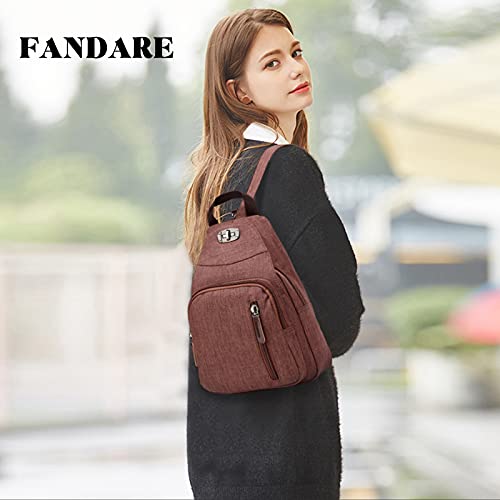 FANDARE Retro Sling Chest Backpack Multipurpose Crossbody Shoulder Bag - color: Brown