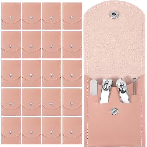 20pcs Nail Clipper Set Manicure Set Bulk 4in1 Mini Manicure Kits Bulk For Gift Sets Manicures Kit For Women Beauty Pedicure Kit small bulks gifts for women Wrapped Nail Clippers for Home - color: PINK