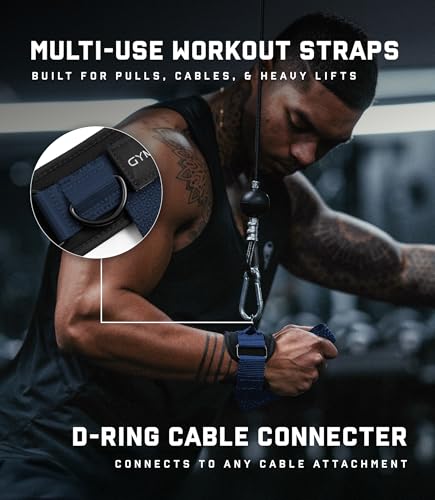 Gymreapers GripLink Lifting Straps – Heavy Duty D-Ring Weight Lifting Wrist Straps with Anti-Slip Silicone Grip Beads, Adjustable Support for Deadlifts, Powerlifting, Cable Machines & Gym Training - color: Navy
