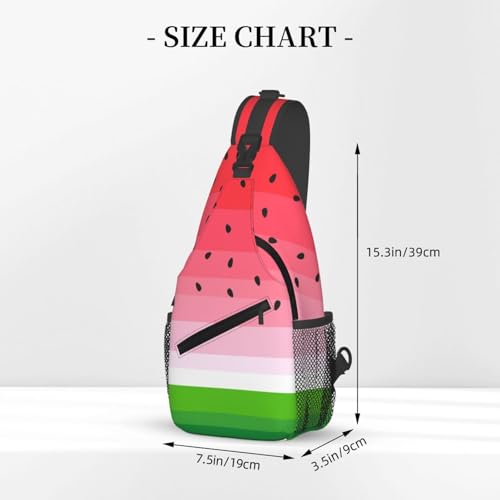 Cute Cartoon Watermelon Crossbody Sling Bags for Women Men Watermelon Background with Black Seeds Travel Sling Backpack Casual Shoulder Bag Tropical Summer Fruit Gym Sports Hiking Daypack - color: Red Pink Green