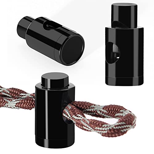 RJ-Sport Cord Locks for Drawstrings - Black, no Logo | Spring Loaded, Single-hole Barrel Heavy Duty Cord Stoppers for Shorts, Lace Fasteners for Running Shoes - color: 02 No logo Black