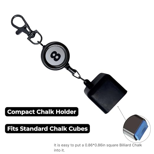 2-Pack Retractable Pool Chalk Holders with Belt Clip & Keychain | Billiard Cue Chalk Keeper Case for Snooker Game Training & Practice Accessories