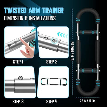 Twister Arm Trainer for Men & Women – Adjustable Chest Expander & Arm Strength Trainer, Home Gym Equipment for Body Workout, Chest Trainer with 2 Springs, Finger Stretcher & Workout Gloves - size: 30/60/90/120