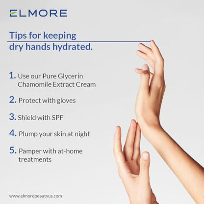 ELMORE Thick Soothing Dry Hand Cream – 42% Glycerin for Intense Moisture & Hydration | Chamomile Extract to Calm, Soothe & Restore Dry, Cracked Skin | Fast-Absorbing & Non-Greasy
