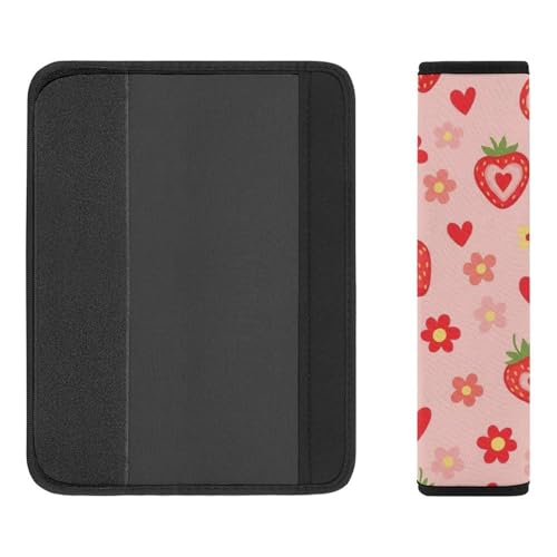 2 Pack Breathable Car Seat Straps Shoulder Pads for Elderly Support, All Vehicles, Cute Red Strawberry Pink Seat Belt Cushion, Neck and Shoulder Support - color: Pattern 1110