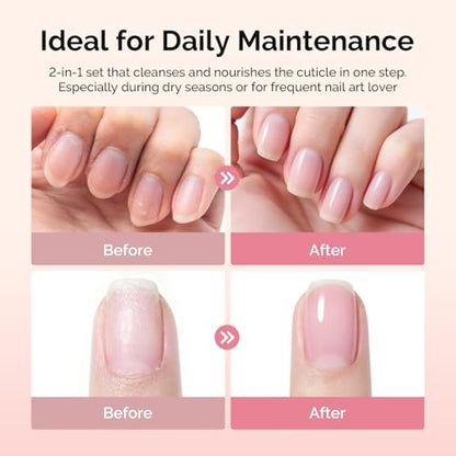 MelodySusie Cuticle Remover Kit,60g Cuticle Remover Cream 15ML Cuticle Oil | Cuticle Nipper Trimmer Pusher,Nail File and Brush for Cuticle Softener & Moisturize Manicure Kit for Nail Care