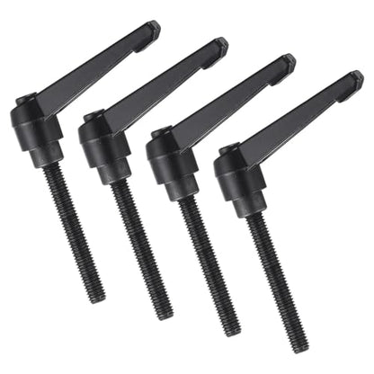 uxcell 4pcs Clamping Lever Handles, M8 x 60mm Black Oxide Carbon Steel Threaded Male Stud, Adjustable Handles Locking Quick Release Ratchet Push Button Bolt Knobs, Black - size: M8 x 60mm