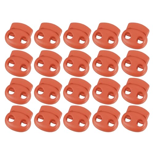 uxcell Plastic Spring Cord Locks, 20Pcs Shoe Lace Tie Lock, Double-Hole Slider Toggles Clip End Stopper Fastener for Drawstrings Paracord (Camel) - color: Camel