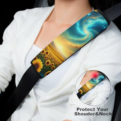 2PCS Soft Padded Car Seat Straps Shoulder Pads for Adult Use, Most Cars, Sunflower Starry Sky Shoulder Protector, Shock Absorption - color: Pattern 477