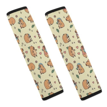 2 Piece Universal Fit Seat Belt Cover for Adult Use, Most Cars, Capybara Cute Seat Belt Covers Cushion, Shock Absorption - color: Pattern 402