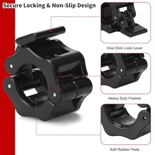 4 Pack Dumbbell Barbell Clamps 30mm, Quick Release Weight Bar Collars, Secure Locking Barbell Clips for Weightlifting, Workout, Strength Training & Fitness Accessories - color: Black